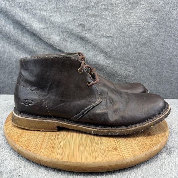 UGG Shoes Mens Size 10.5 Brown Leather Chukka Casual Sneakers Lace Up 3275 main image 9